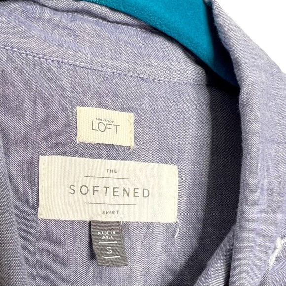 Ann Taylor LOFT The Softened Shirt Chambray Eyelet Popover Blouse - Picture 11 of 13